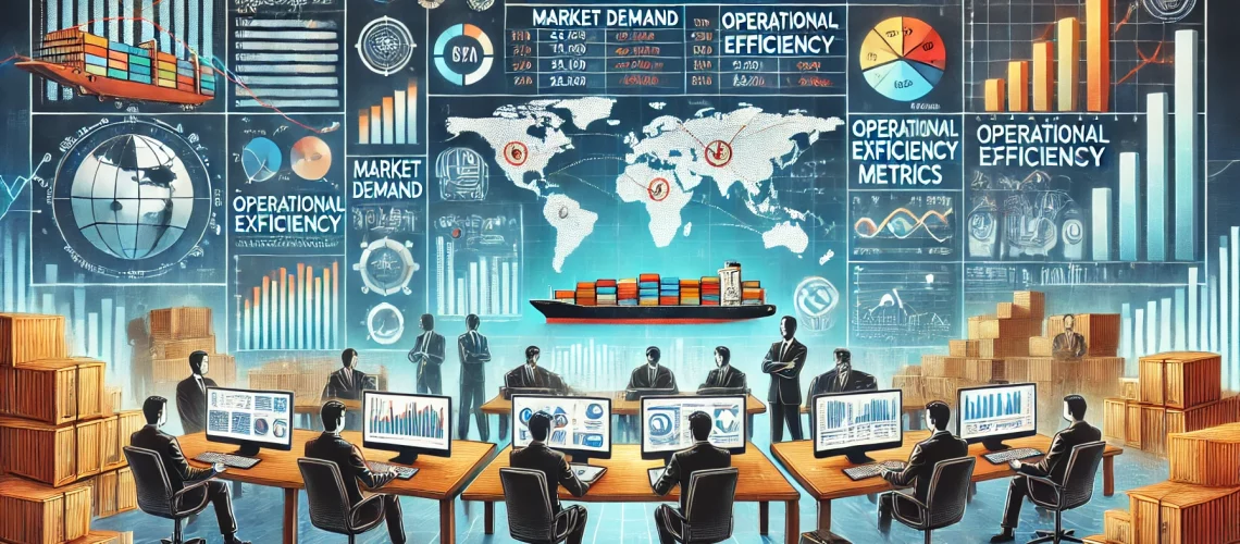 DALL·E 2024-07-25 10.36.00 - An illustration showing the profitability of an import_export company. The scene includes an office with monitors displaying market demand data, opera