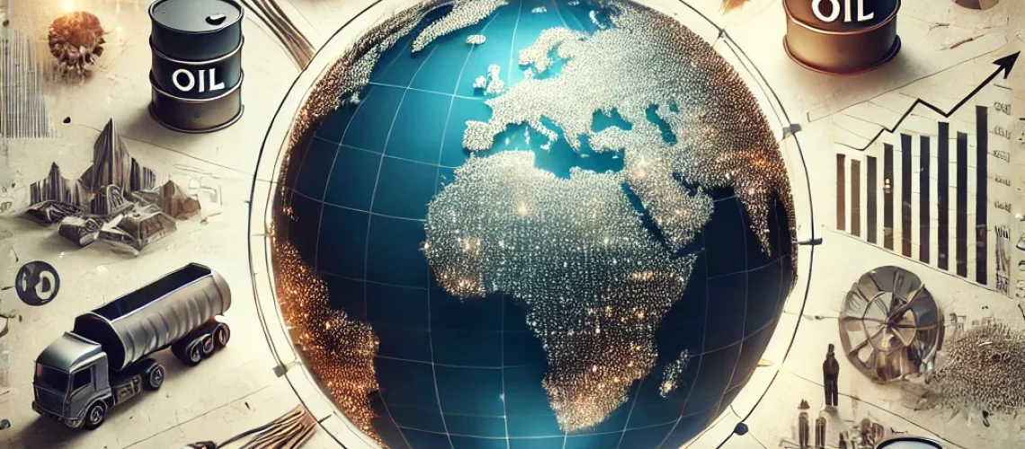 DALL·E 2024-10-25 08.24.13 - A conceptual illustration depicting the impact of a shrinking global population on commodity trading. The image shows a globe in the center, with icon